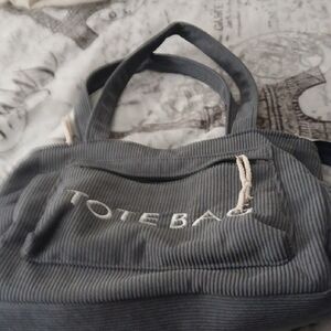 Gray Corduroy Tote Bag